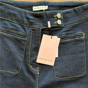 Avec Les Filles High Rise Wide Leg Dark Wash  Trouser Jeans Size 30 NWT